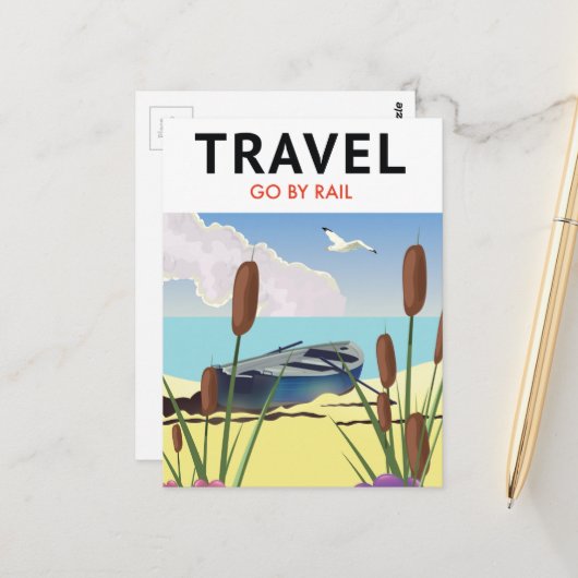 Carte Postale Voyagez par le rail (Devant/Arrière en situation)