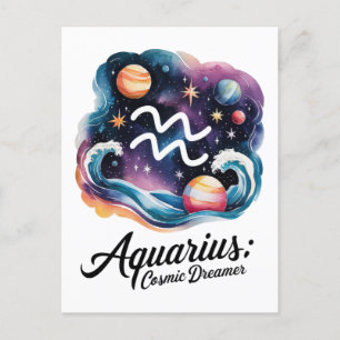 Carte Postale Voyant d'aquarelle Aquarius Cosmique Dreamer SIGNE