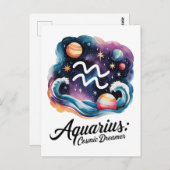 Carte Postale Voyant d'aquarelle Aquarius Cosmique Dreamer SIGNE (Devant / Derrière)