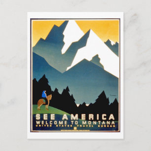 Carte Postale Voyez l'Amérique, bienvenue dans les montagnes du