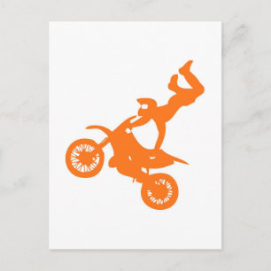 Carte Postale VTT simple motocross blanc orange