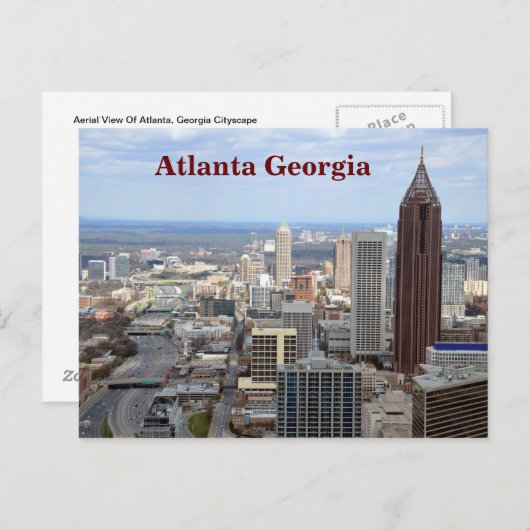 Carte Postale Vue aérienne d'Atlanta, Géorgie (Devant / Derrière)