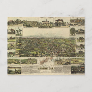 Carte Postale Vue aérienne d'Auburn, Californie (1887)