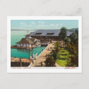 Carte Postale Vue aérienne de Boat House, Lac, Leshi Park