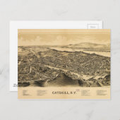 Carte Postale Vue aérienne de Catskill, New York (1889) (Devant / Derrière)