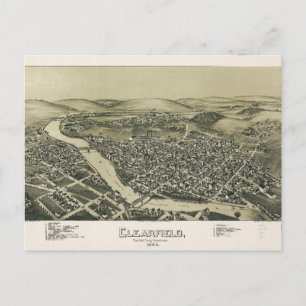 Carte Postale Vue aérienne de Clearfield, Pennsylvanie (1895)