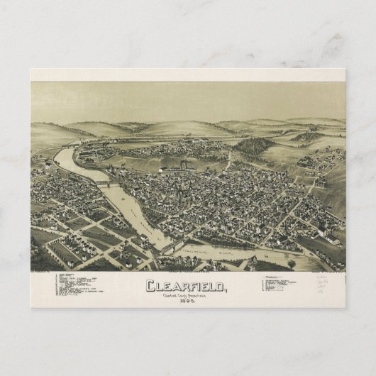 Carte Postale Vue aérienne de Clearfield, Pennsylvanie (1895) (Devant)