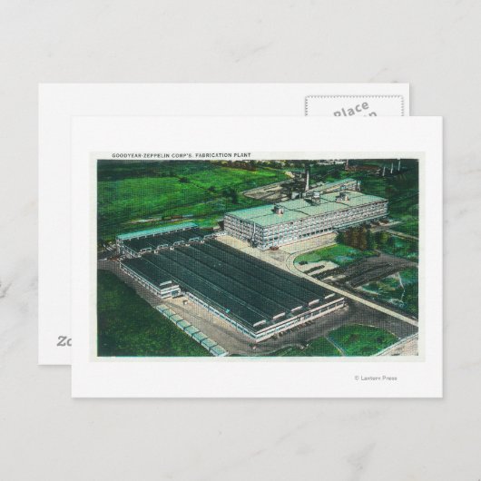 Carte Postale Vue aérienne de Goodyear-Zeppelin Fabrication (Devant / Derrière)