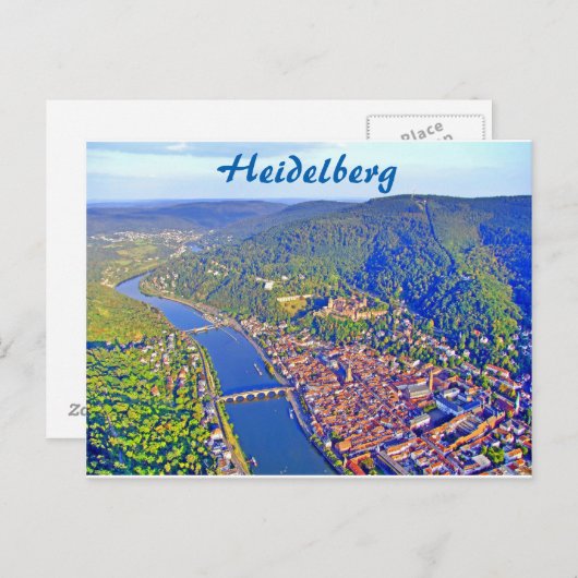 Carte postale - Vue aérienne de Heidelberg (Devant / Derrière)