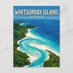Carte Postale Vue aérienne de la plage Whitehaven de l'île Whits