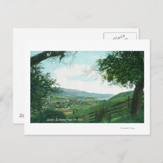 Carte Postale Vue aérienne de la ville depuis les collines (Devant / Derrière)