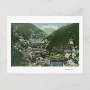 Carte Postale Vue aérienne de la ville et des montagnesBurke, ID