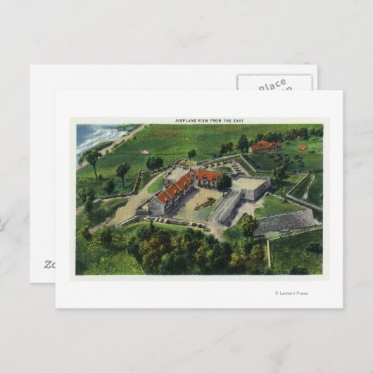 Carte Postale Vue aérienne de l'Est sur le terrain du fort (Devant / Derrière)