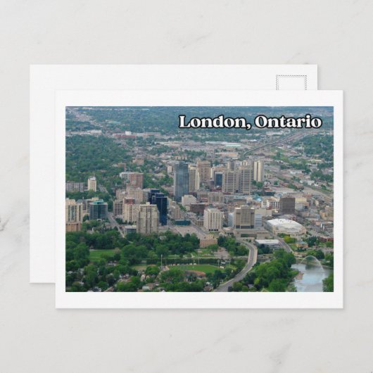 Carte Postale Vue aérienne de London Ontario centre-ville (Devant / Derrière)