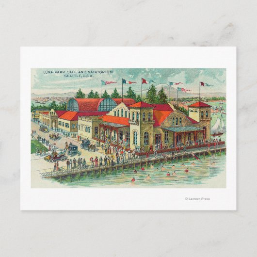 Carte Postale Vue aérienne de Luna Park Caf � et Natatorium (Devant)