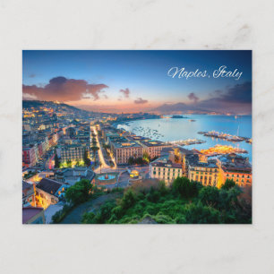 Carte Postale Vue aérienne de Naples, Italie au coucher du solei