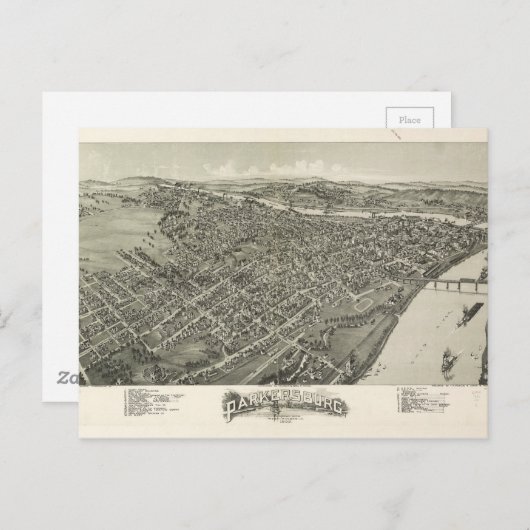Carte Postale Vue aérienne de Parkersburg, Virginie-Occidentale (Devant / Derrière)