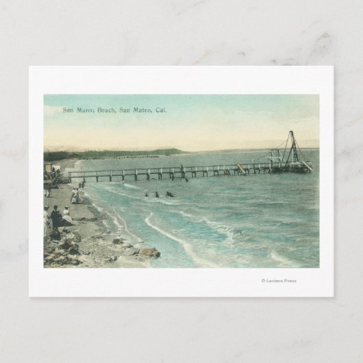 Carte Postale Vue aérienne de San Mateo Beach et Pier (Devant)