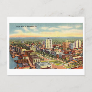 Carte Postale Vue aérienne de Savannah, Géorgie, Vintage