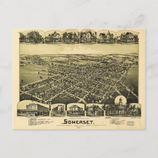 Carte Postale Vue aérienne de Somerset, Pennsylvanie (1900) (Devant)