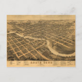 Carte Postale Vue aérienne de South Bend, Indiana (1874) (Devant)