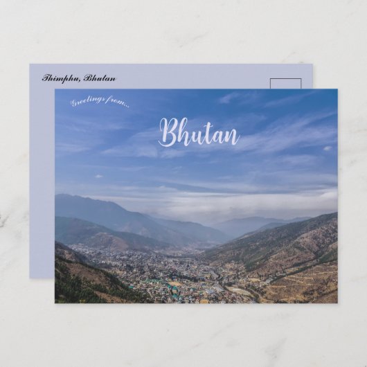 Carte Postale Vue aérienne de Thimphu Bhutan (Devant / Derrière)