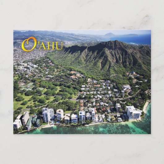 Carte Postale Vue aérienne de Waikiki Beach et Diamond Head (Devant)