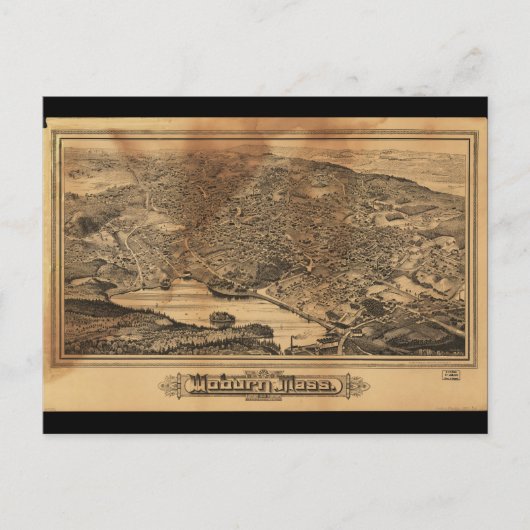 Carte Postale Vue aérienne de Woburn Massachusetts (1883) (Devant)