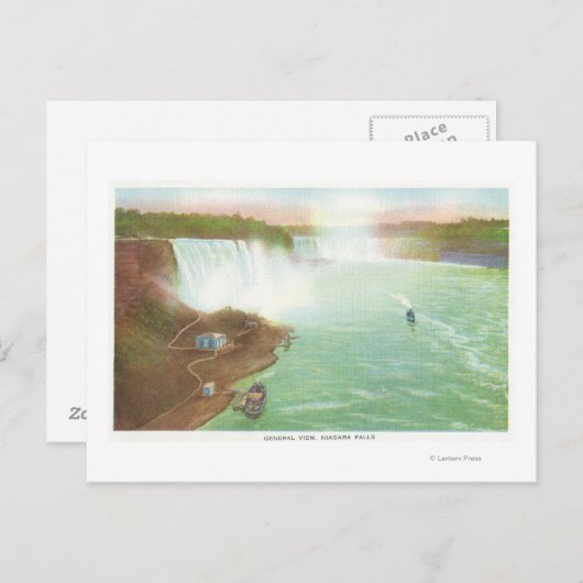 Carte Postale Vue aérienne des chutes Niagara entières (Devant / Derrière)