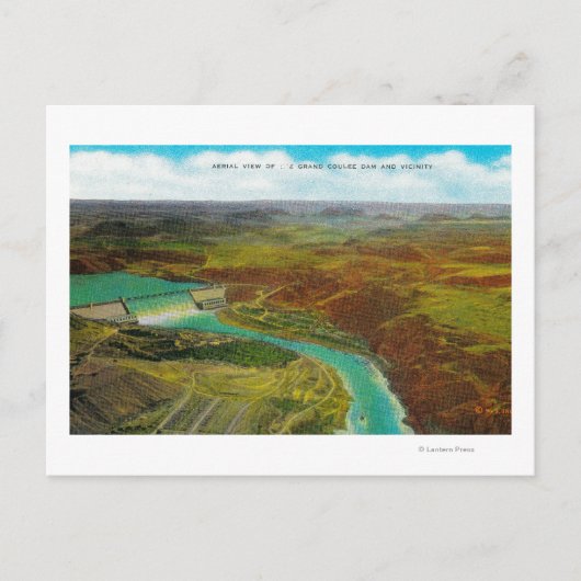 Carte Postale Vue aérienne du barrage de Grand Coulee (Devant)