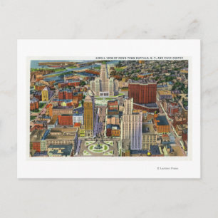 Carte Postale Vue aérienne du centre-ville et du centre civique