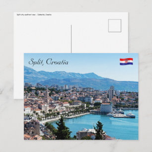 Carte Postale Vue aérienne du front de mer de la ville de Split,