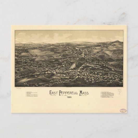 Carte Postale Vue aérienne du Massachusetts East Pepperell (1886 (Devant)