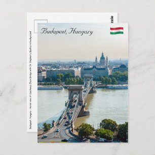 Carte Postale Vue aérienne du Pont des Chaînes - Budapest, Hongr