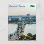 Carte Postale Vue aérienne du Pont des Chaînes - Budapest, Hongr (Devant)