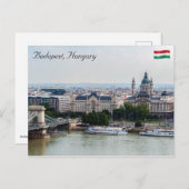 Carte Postale Vue aérienne du Pont des Chaînes - Budapest, Hongr (Devant / Derrière)