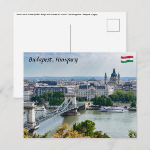 Carte Postale Vue aérienne du pont en chaîne à Budapest, Hongrie