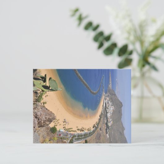 Carte Postale Vue aérienne d'une plage de Tenerife (Debout devant)