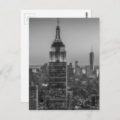 Carte Postale Vue aérienne en noir et blanc de New York City Nig (Devant / Derrière)