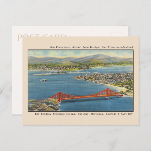 Carte Postale Vue aérienne, Golden Gate Bridge, San Francisco Ba (Devant / Derrière)