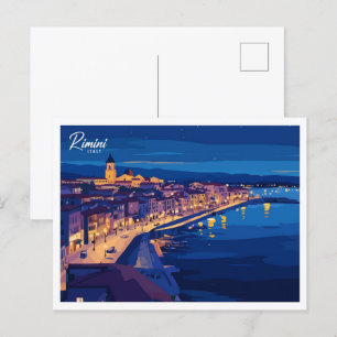 Carte Postale Vue aérienne Rimini Italie Illustration Voyage