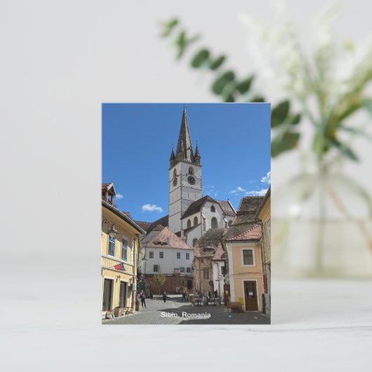Carte Postale Vue attrayante de Sibiu, Roumanie sur un (Debout devant)