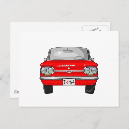 Carte Postale Vue avant Corvair 1964 (Devant / Derrière)