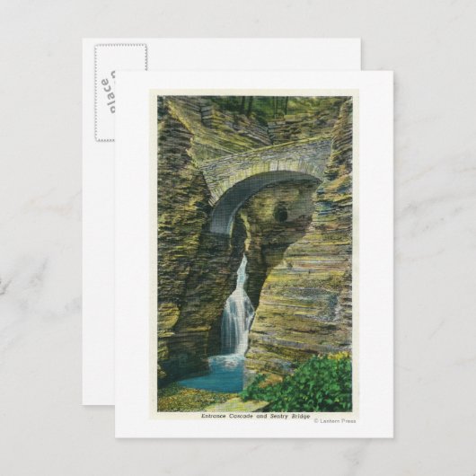 Carte Postale Vue Cascade d'entrée et Pont de sentinelle (Devant / Derrière)