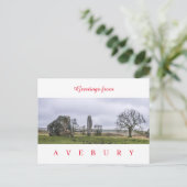 Carte postale vue cercle en pierre Avebury (Debout devant)