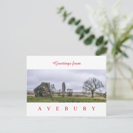 Carte postale vue cercle en pierre Avebury (Debout devant)
