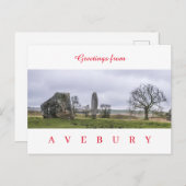 Carte postale vue cercle en pierre Avebury (Devant / Derrière)