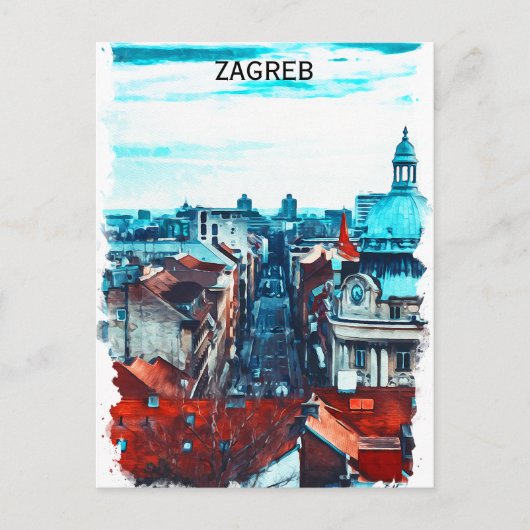 Carte Postale Vue Cityscape de Zagreb Croatie (Devant)