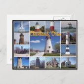 Carte Postale Vue classique des phares sur le lac Érié (Devant / Derrière)