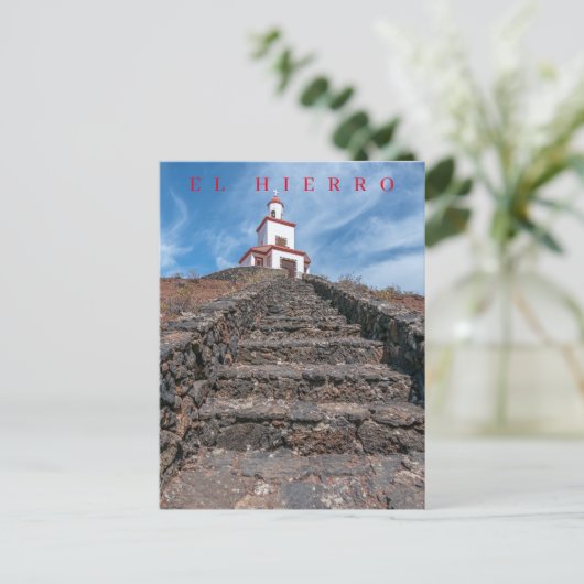 Carte postale vue clocher de l'église El Hierro (Debout devant)